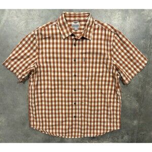 Carhartt Mens Shirt XL Plaid Short Sleeve Orange Button Relaxed Fit 101958 223